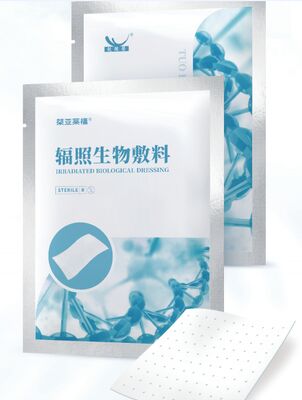 Apósito biológico estéril de un solo uso irradiado con rayos gamma para el cuidado de quemaduras y heridas traumáticas