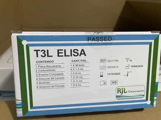 Kit de prueba ELISA FT3 fácil de usar con larga vida útil y método de conservación 2C-8C